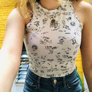 Bershka body suit with pattern expressions